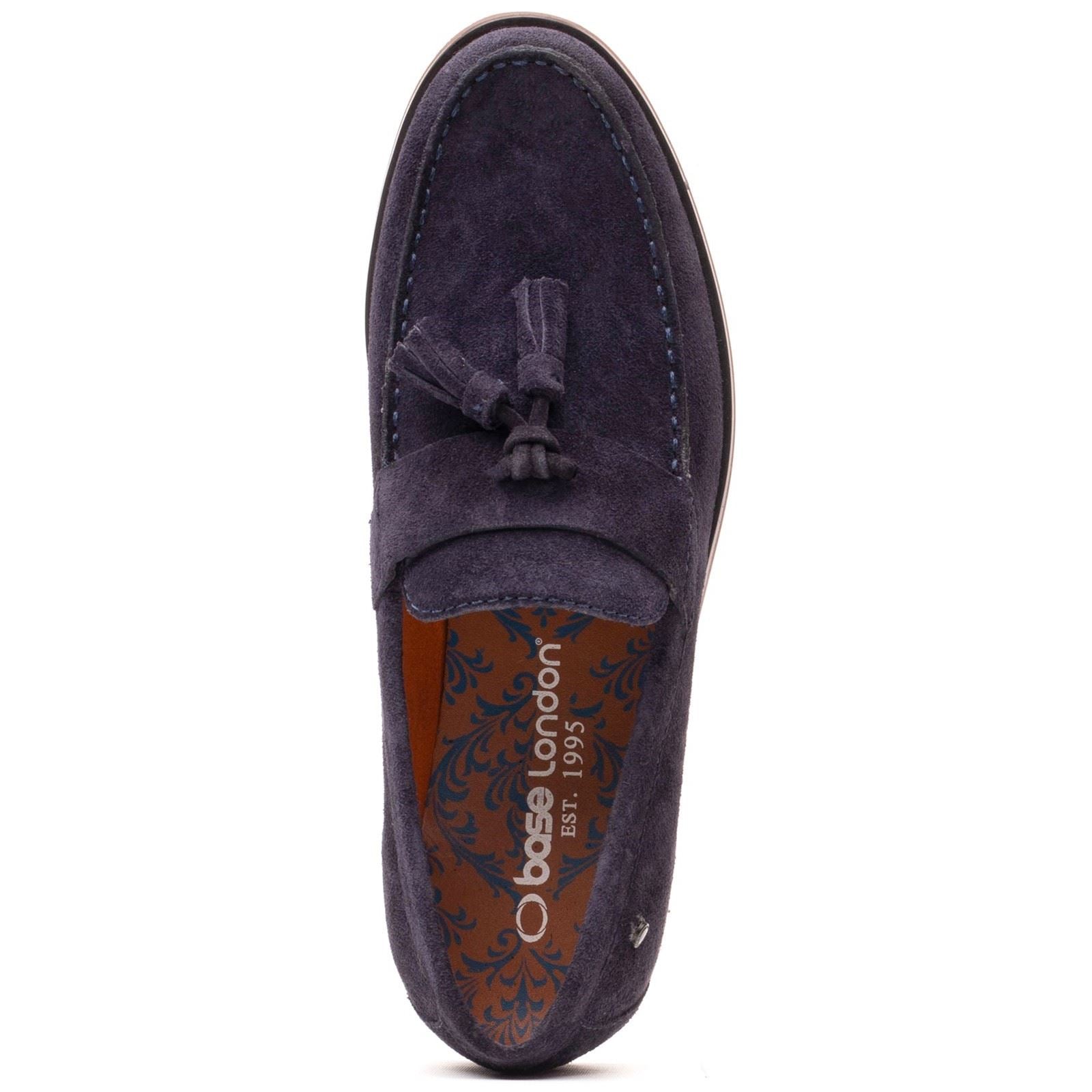 Base London Flint Leder Herren Marineblaue Slipper