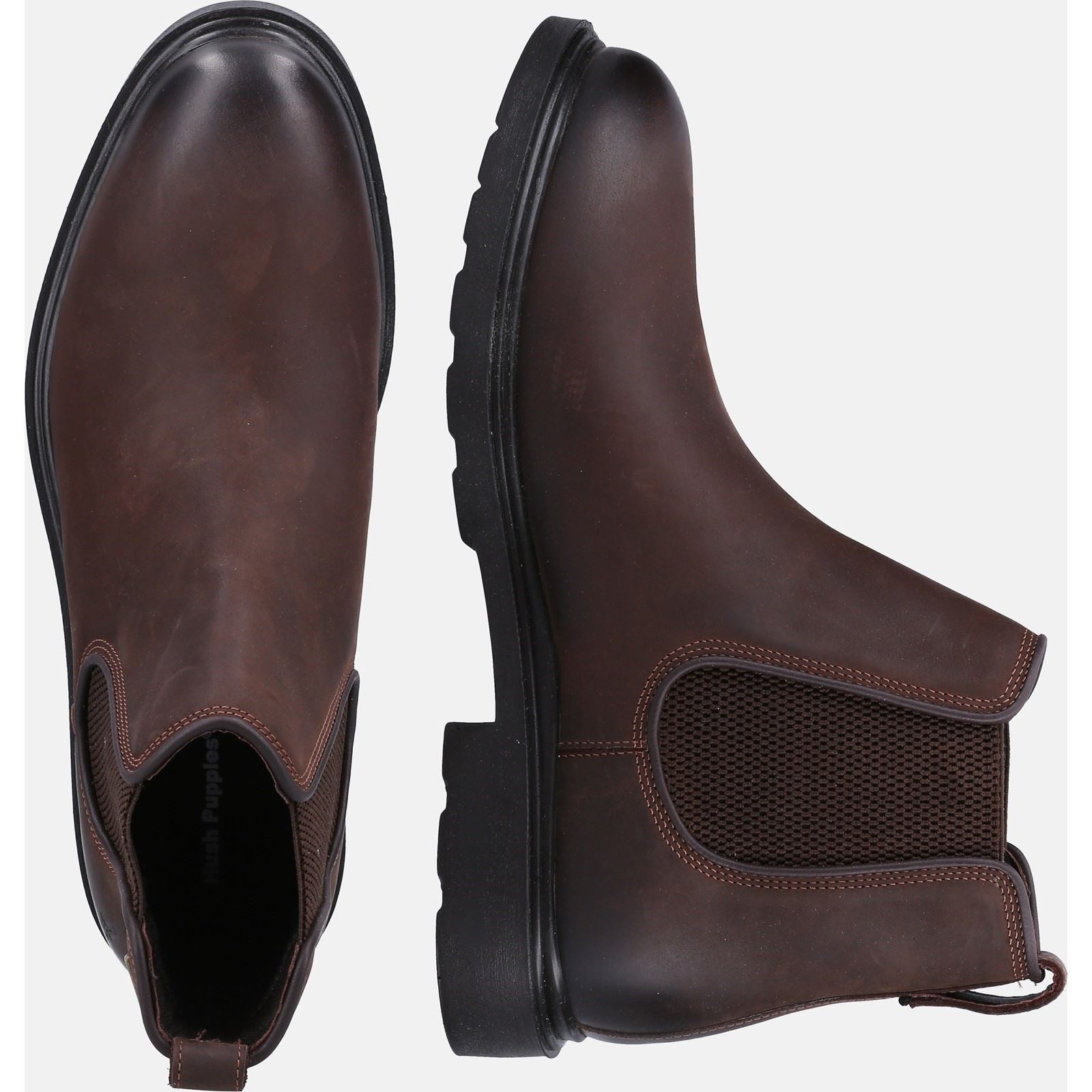 Hush Puppies Preston Chelsea Braune Herrenstiefel Aus Leder