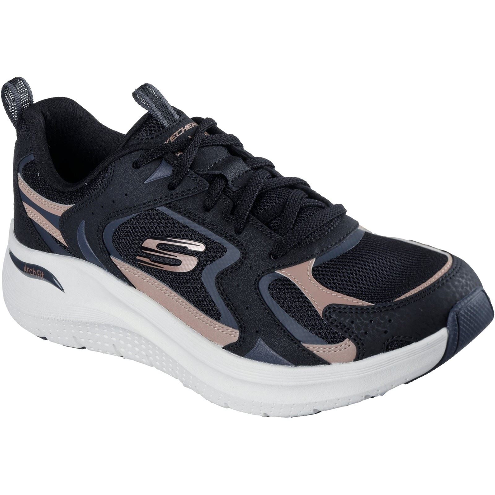 Skechers Arch Fit 2.0 Vintage Luxe Leder Damen Schwarz/roségold Sneakers
