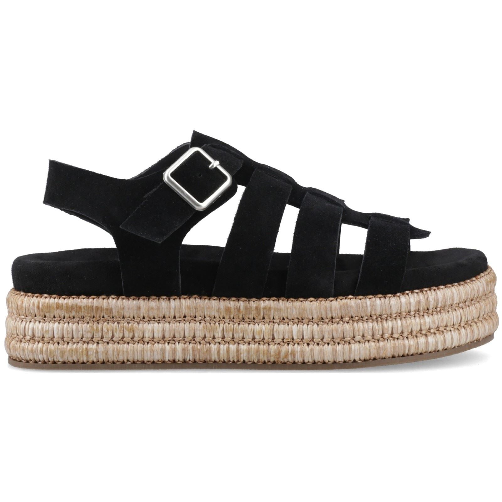 Hush Puppies Rosetta Gladiator Leder Frauen Schwarz/Braun Sandalen