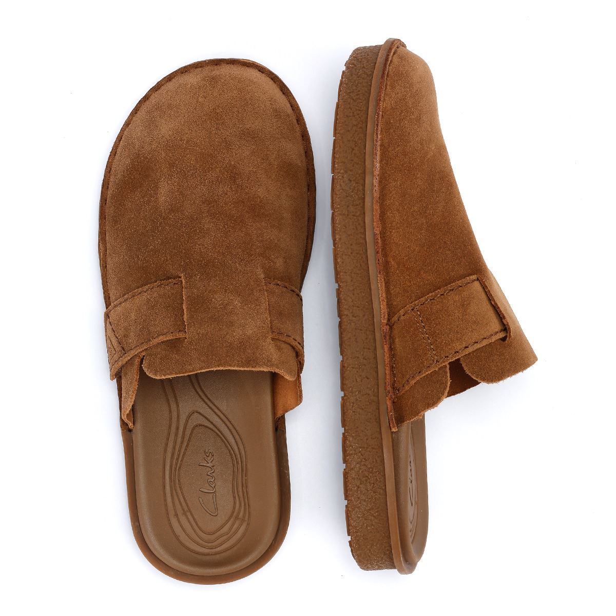 Clarks Main Litton Herren Clogs Cola Wildleder