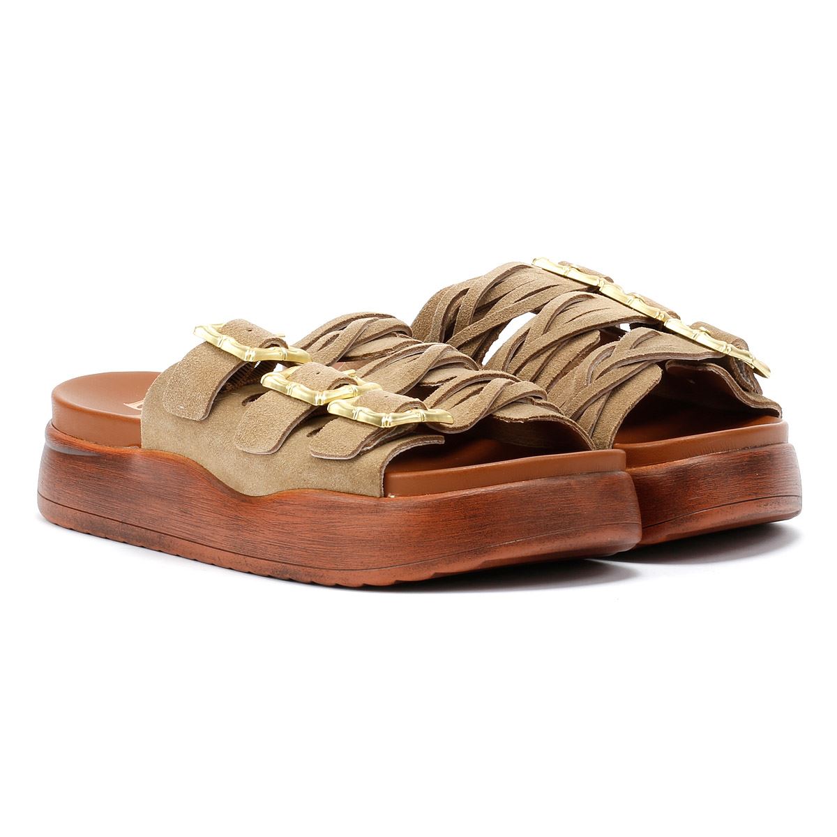 Desert Fleur Gypsum Damen Sandalen Aus Veloursleder In Beige