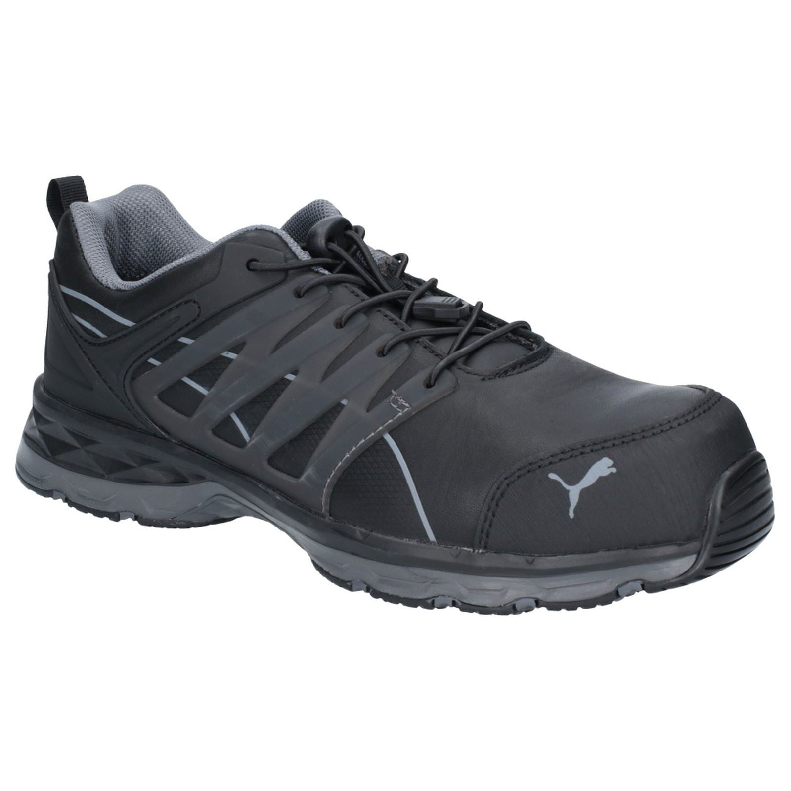 Puma Safety Velocity Zwei Punkt Null Leder Schwarze Sicherheitsschuhe