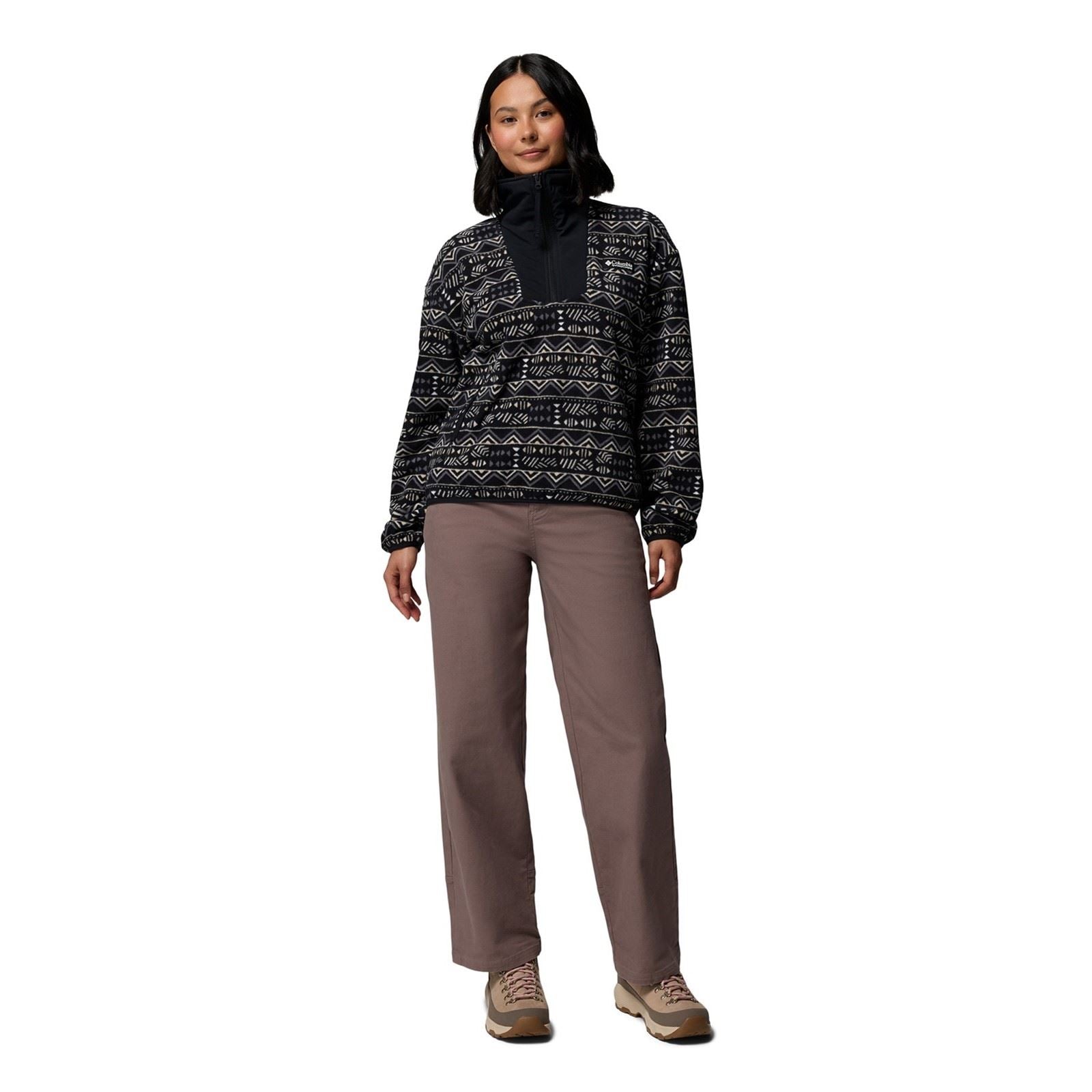 Columbia Sequoia Grove Printed Half Zip Polyester Damen Schwarze Farber Fleece Pullover