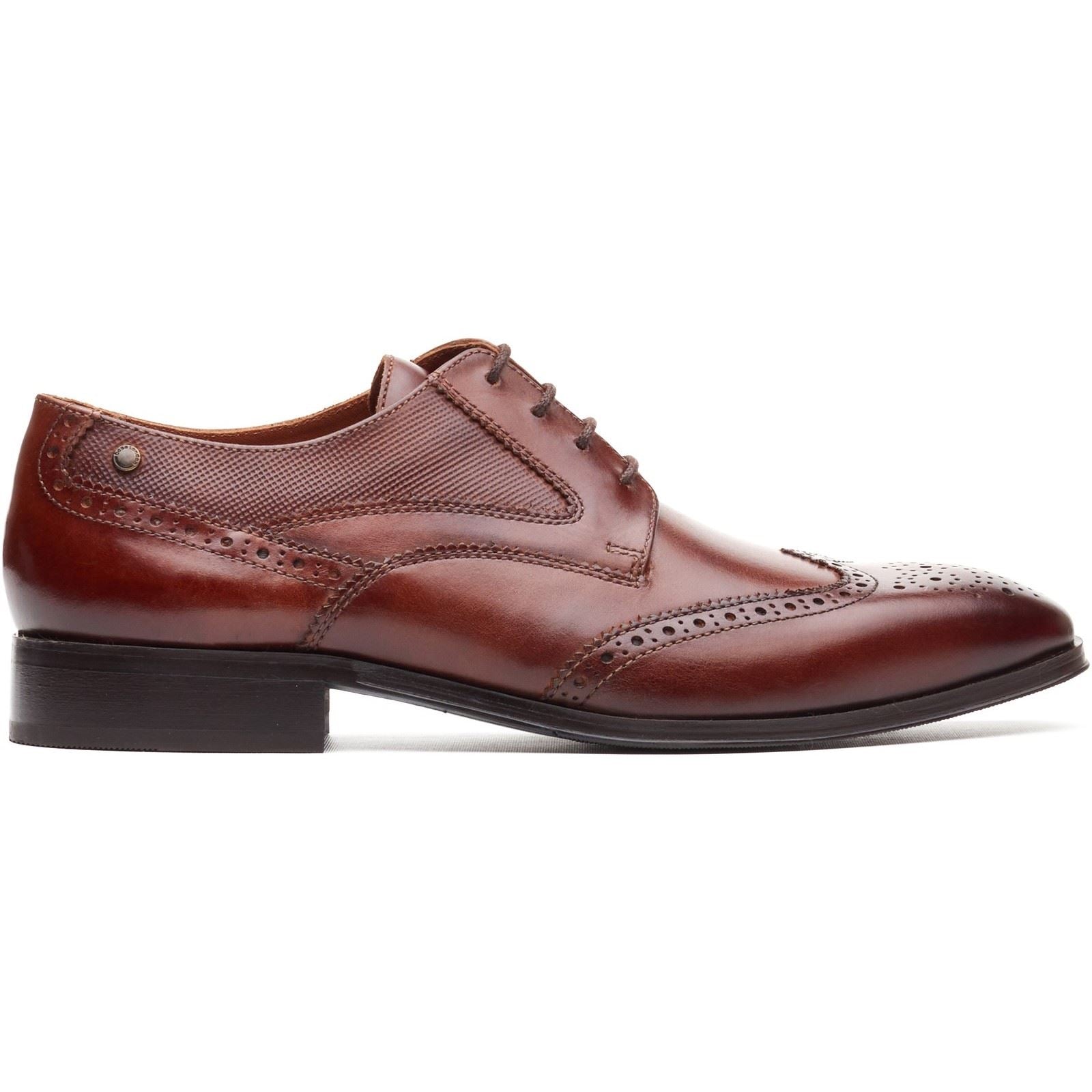 Base London Steeple Brogue Leder Herren Burnt Tan Brogues Schuhe