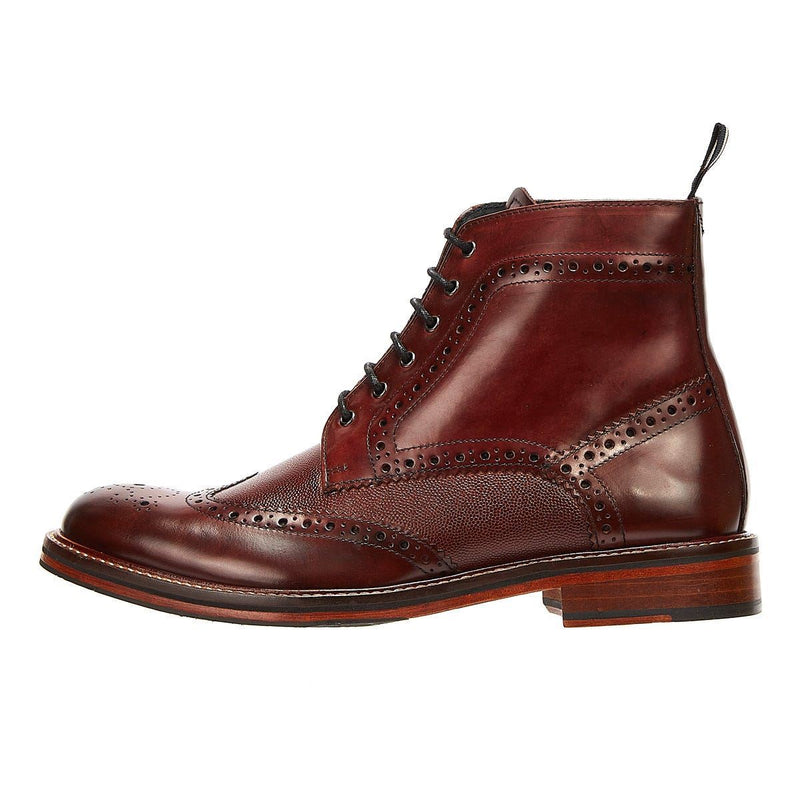 Ben Sherman Alfred Brogue Rote Herrenstiefel Aus Leder