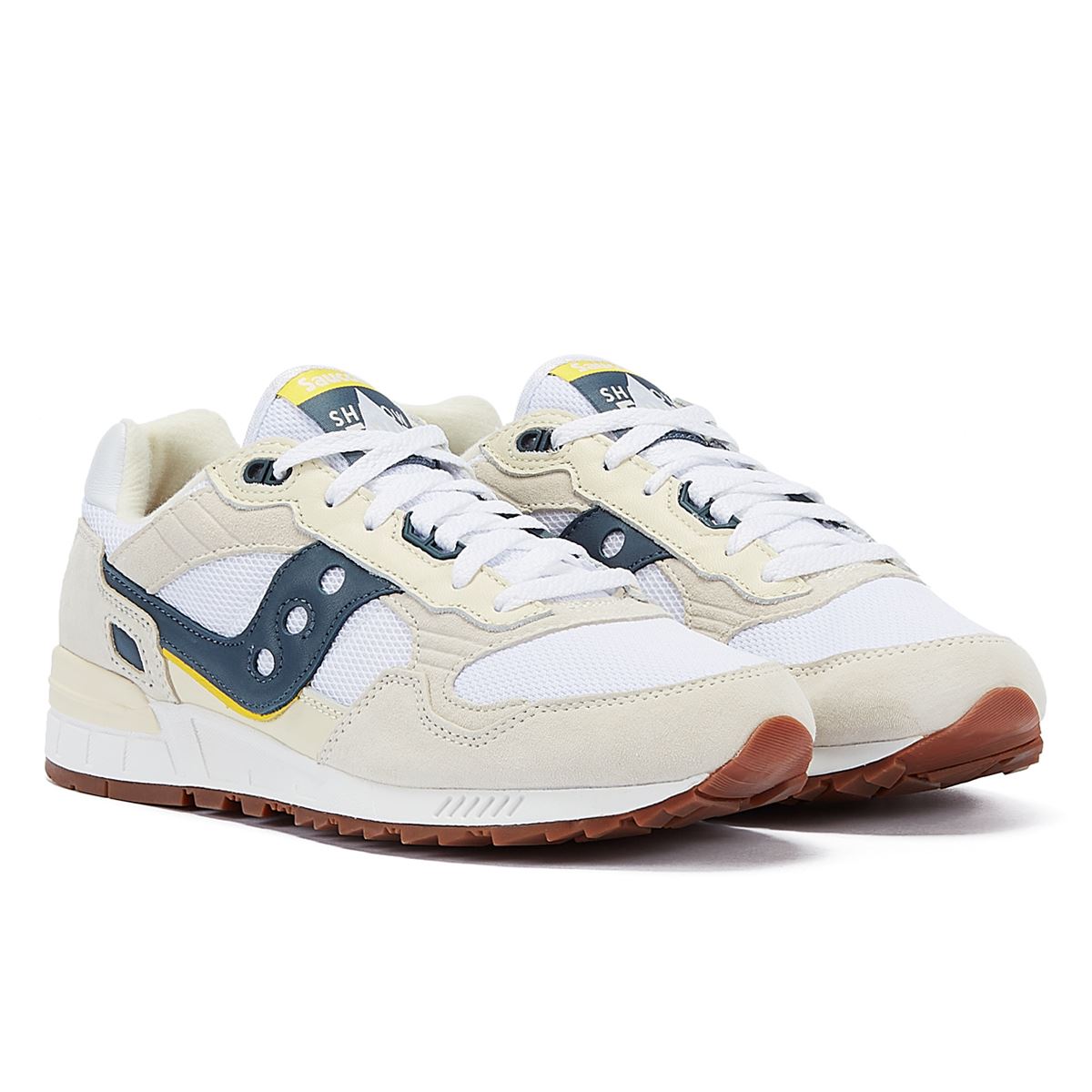Saucony Shadow 5000 Weiße/Blaue Wildlederturnschuhe