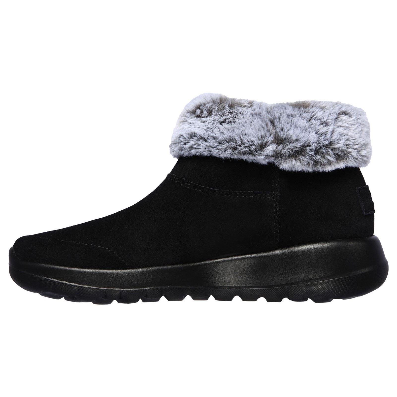 Skechers On The Go Joy Savvy Wide Wildleder/Kunstpelz Damen Schwarze Farbe/Graue Stiefel