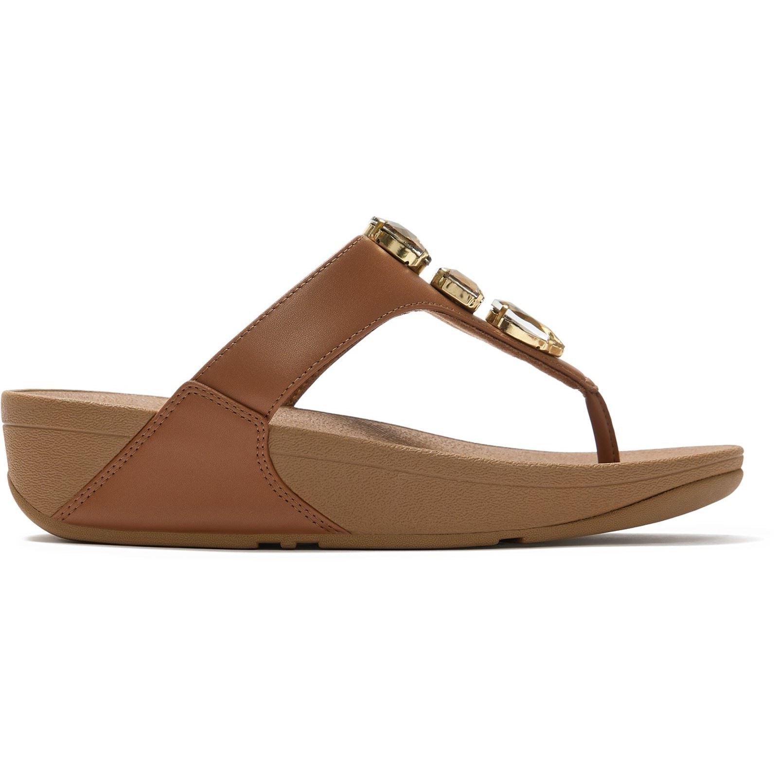 Fitflop Lulu Ultra-Jewel Toe-Post Polyurethan Damen Tiefe Bräunung Sandalen