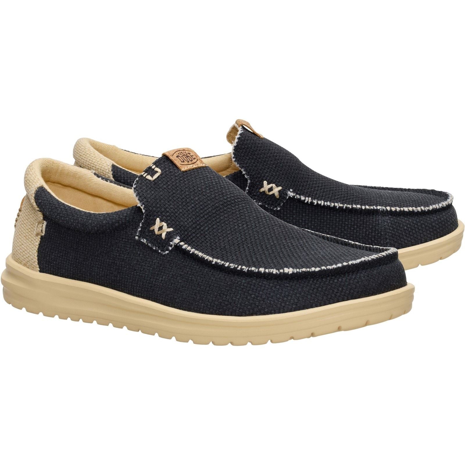 HEYDUDE Mikka Braided Textil Herren Schwarz/Boulder Tan Freizeitschuhe