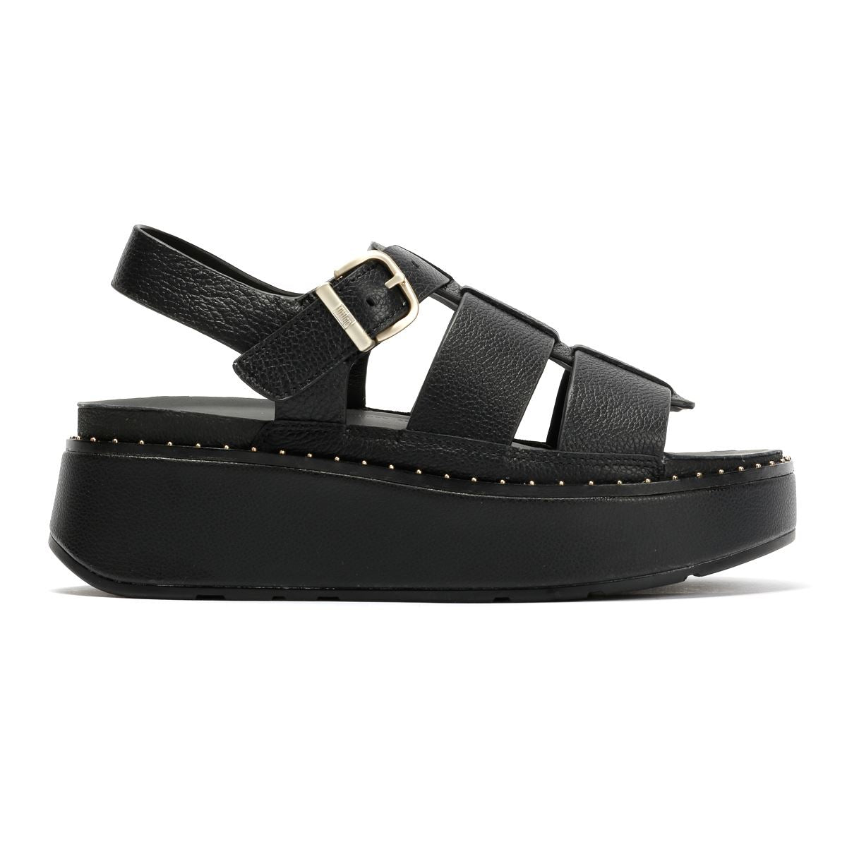 FitFlop GEN-FF Max Fisherman Tumbled Leder Damen Schwarze Sandalen