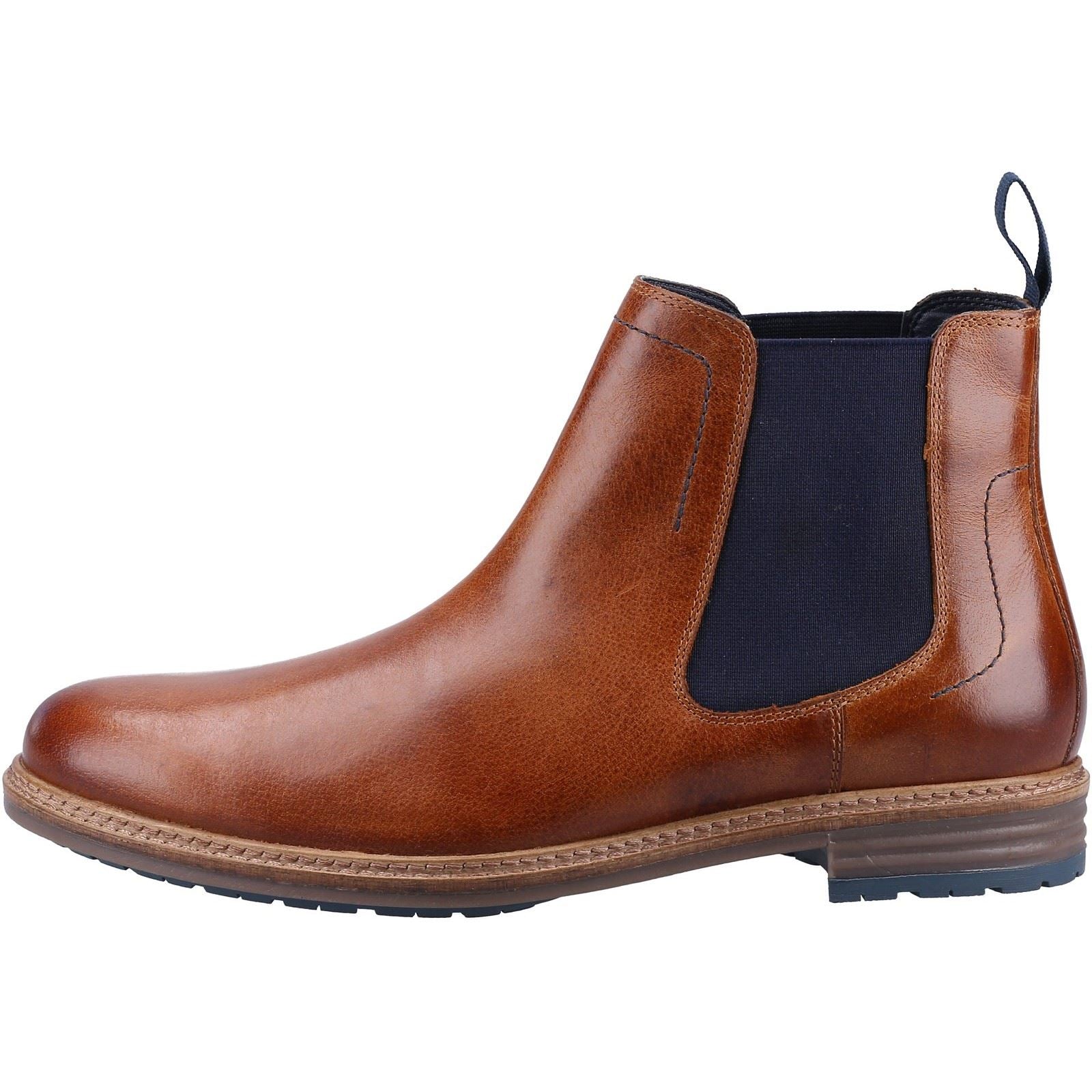 Hush Puppies Justin Chelsea Leder Herren Stiefel In Tan