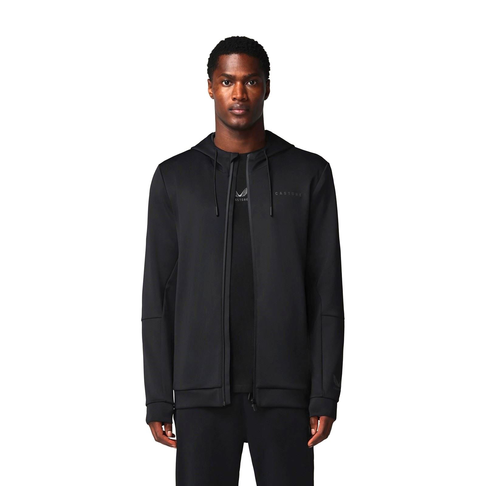 Castore Flex Full Zip Herren Schwarzes Kapuzensweatshirt
