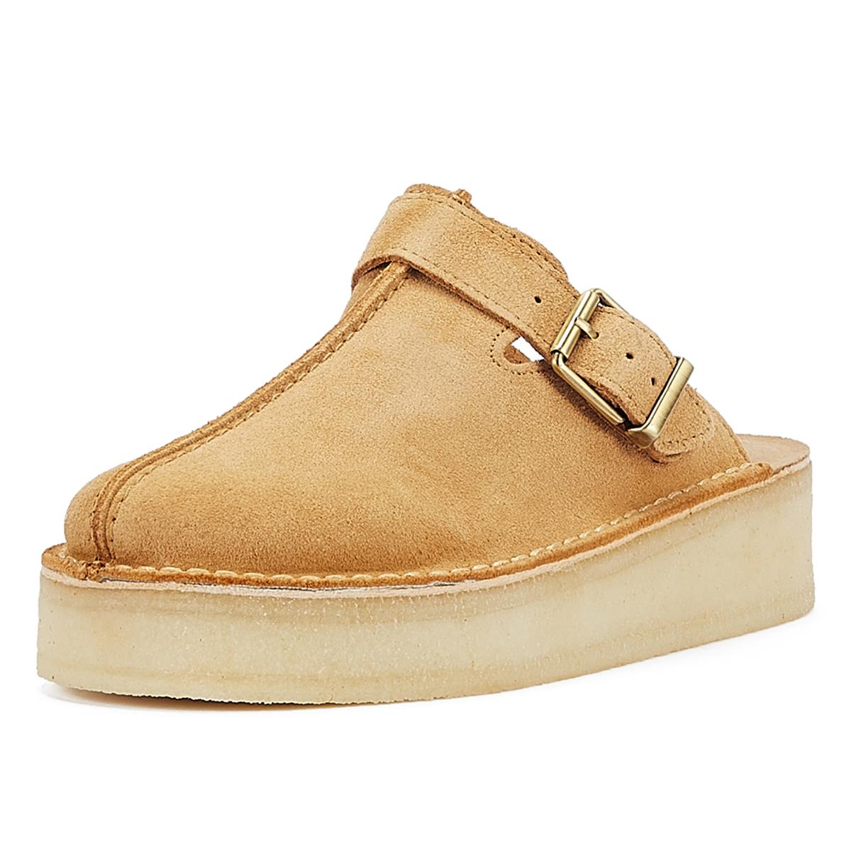 Clarks Originals Wedge Mule Damen Mokassins Aus Mittelbraunem Wildleder
