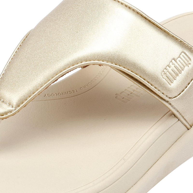 FitFlop F-Mode Go Adjustable Flatform Damen Gold Sandalen