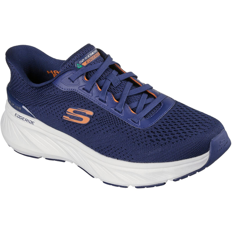 Skechers Edgeride Herren Textil Sneaker In Marineblau/orange