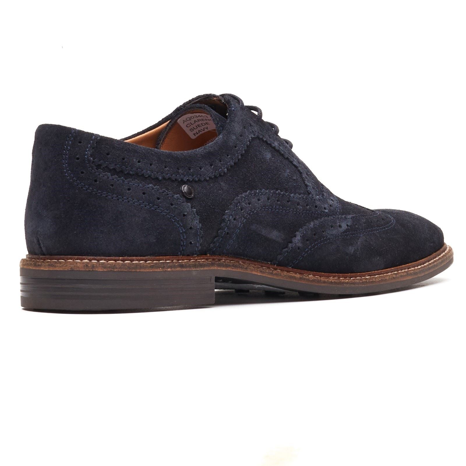Base London Clarence Brogue Leder Herren Navy Brogues Schuhe