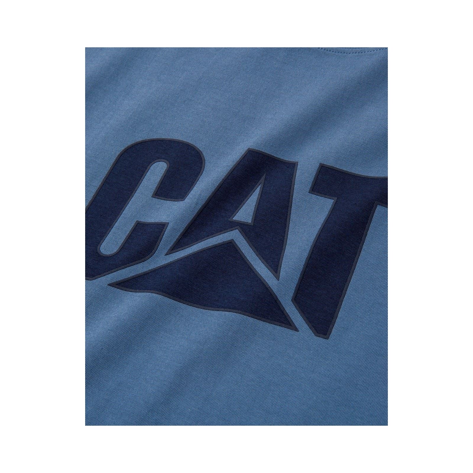 Caterpillar Trademark Logo Baumwoll Herrenblaue T-Shirts Mit Kurzen Ärmeln