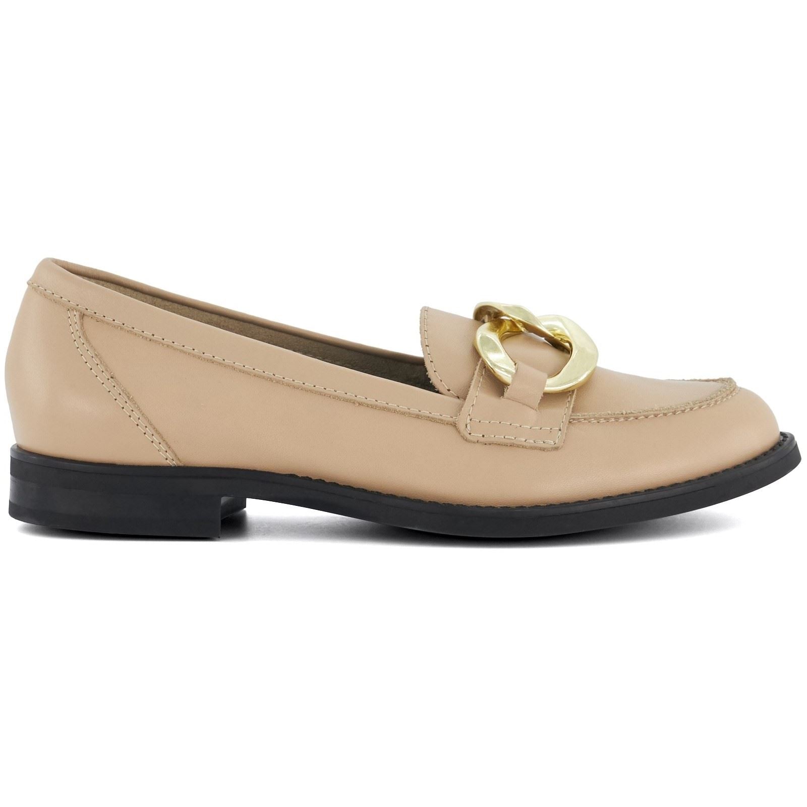 Dune Goddess Leder Damen Kamel Loafers