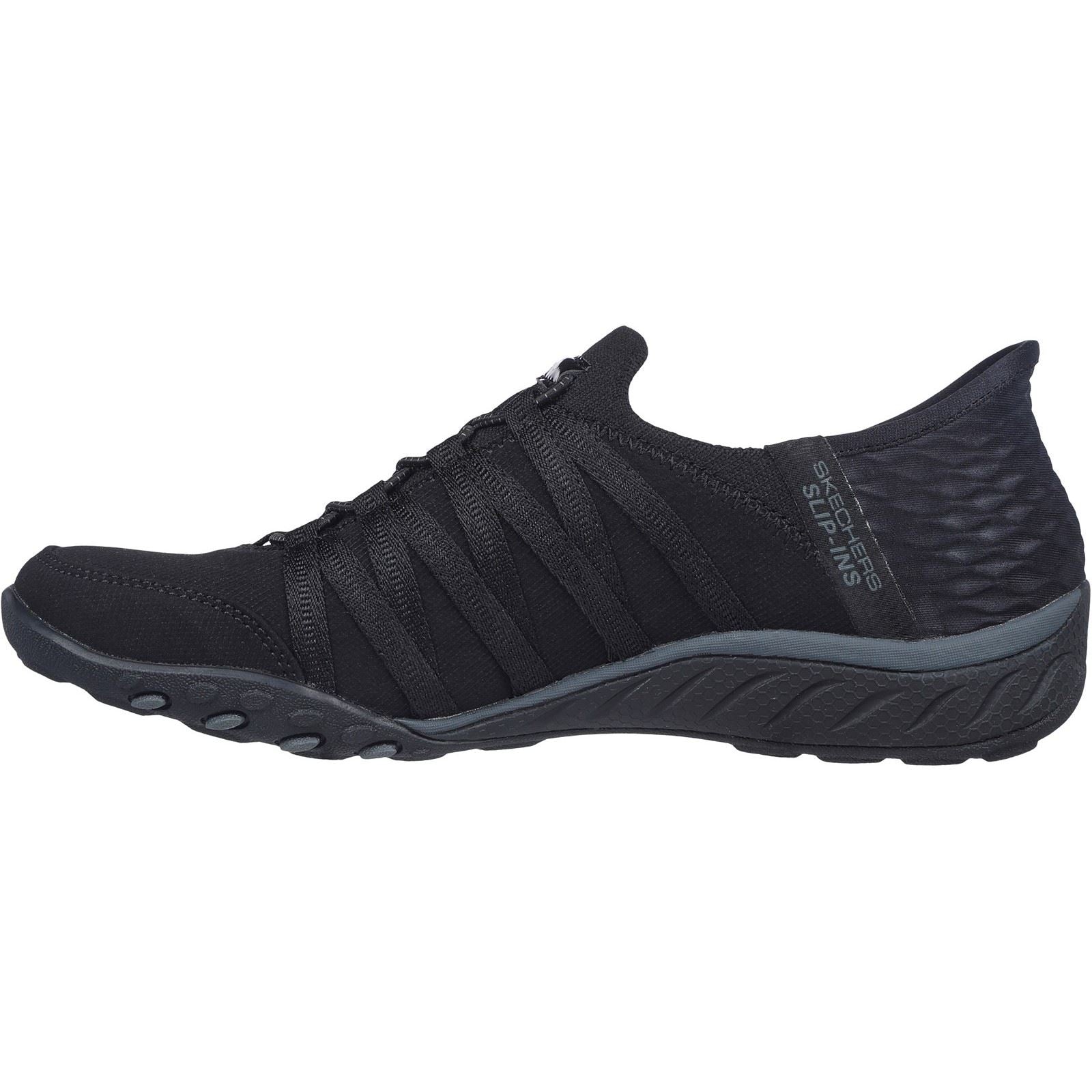 Skechers Breathe-Easy - Roll-With-Me Textile Damen-Sneaker In Schwarz