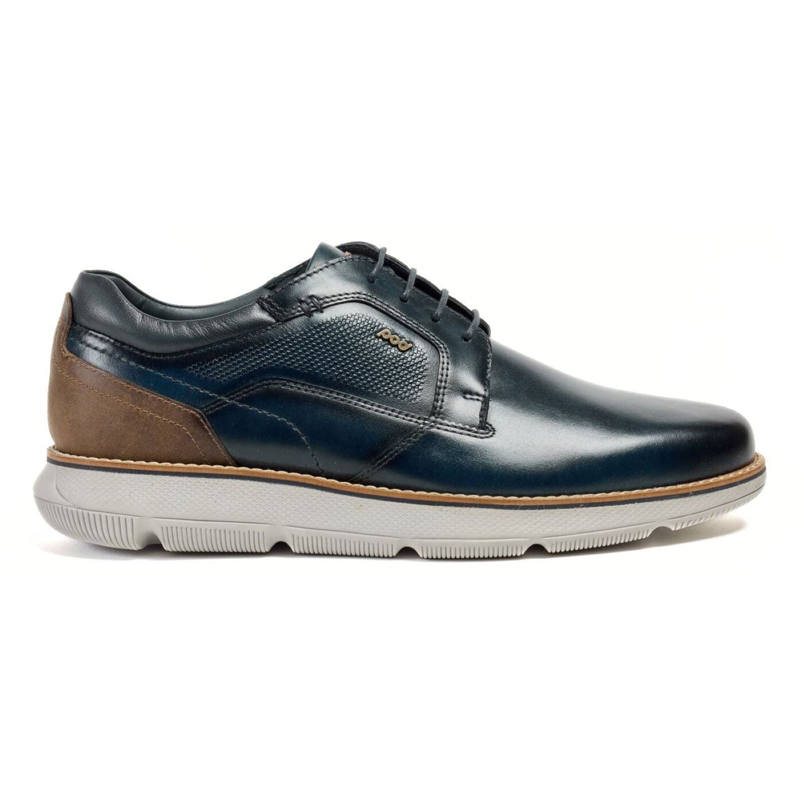 Pod Finch Herren Lederschuhe In Marineblau Mit Schnürung