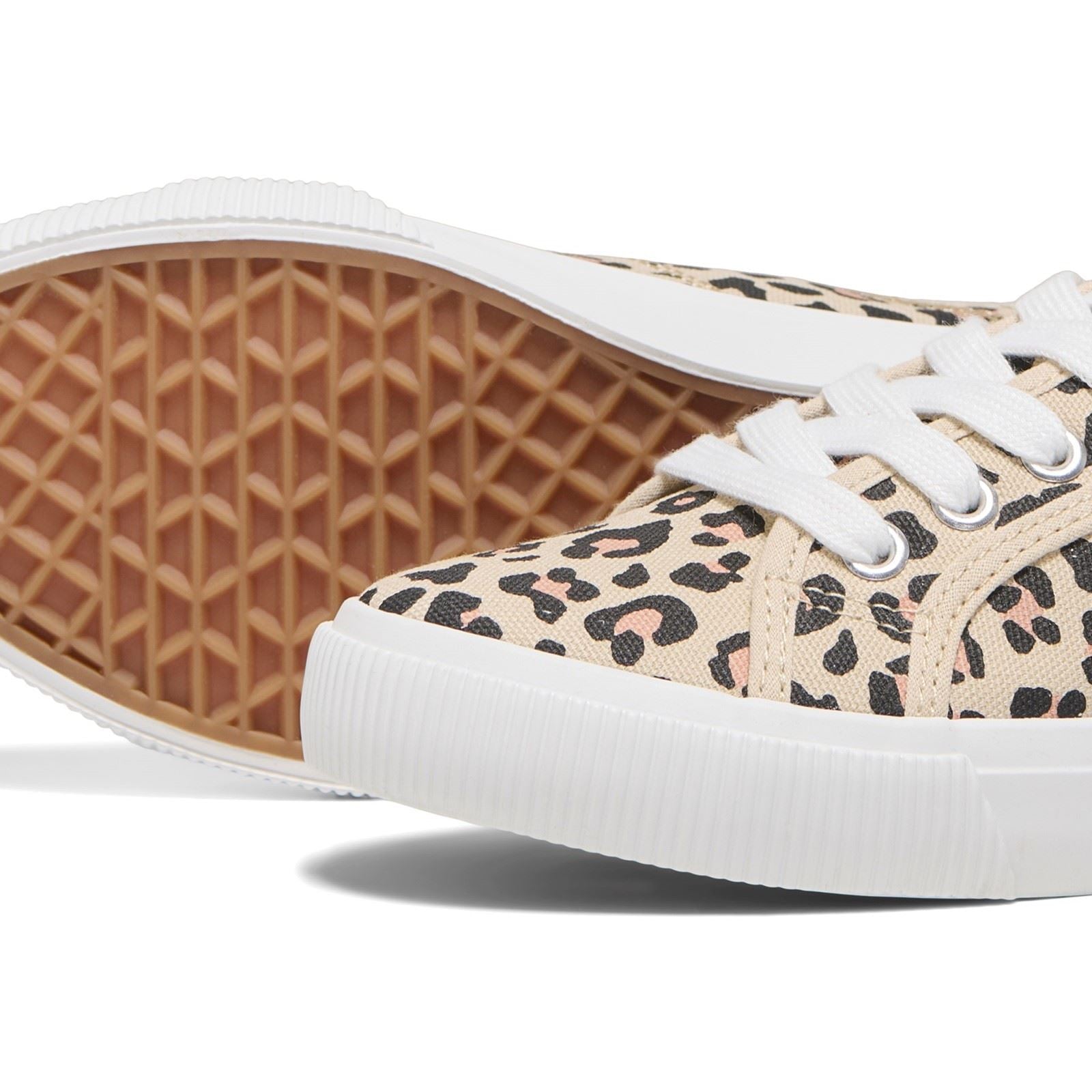ONLY NICOLA Damen Sneaker Aus Baumwolle In Creme/Leopard-Muster