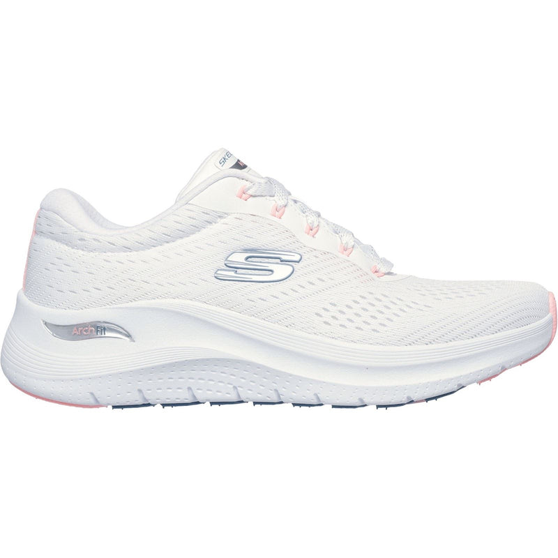 Skechers Arch Fit 2.0 Big League Damen Textil Sneaker In Weiß/Rosa/Blau