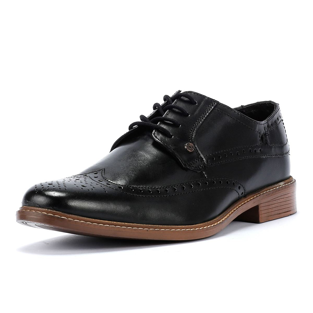 Lambretta Harvey Brogue Herren Schwarze Lederschuhe Zum Schnüren