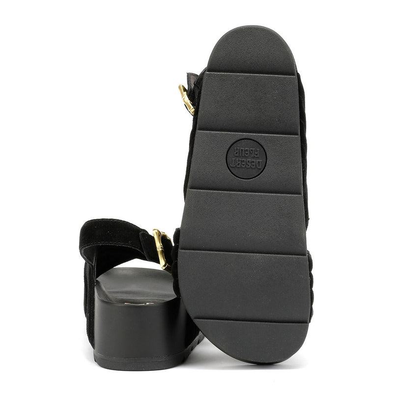 Desert Fleur Sparks Damen Sandalen Aus Schwarzem Wildleder