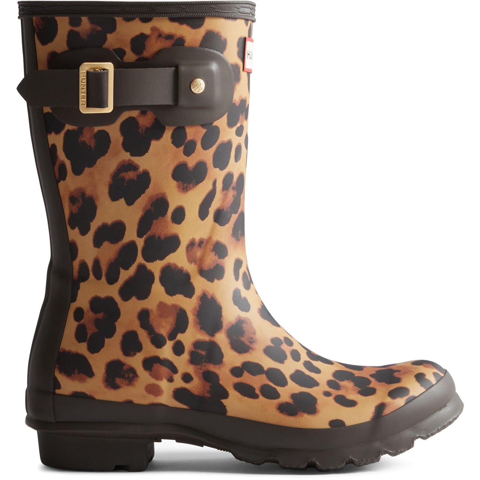 Hunter Original Damen Leopardmuster/Schokoladenbraune Gummistiefel