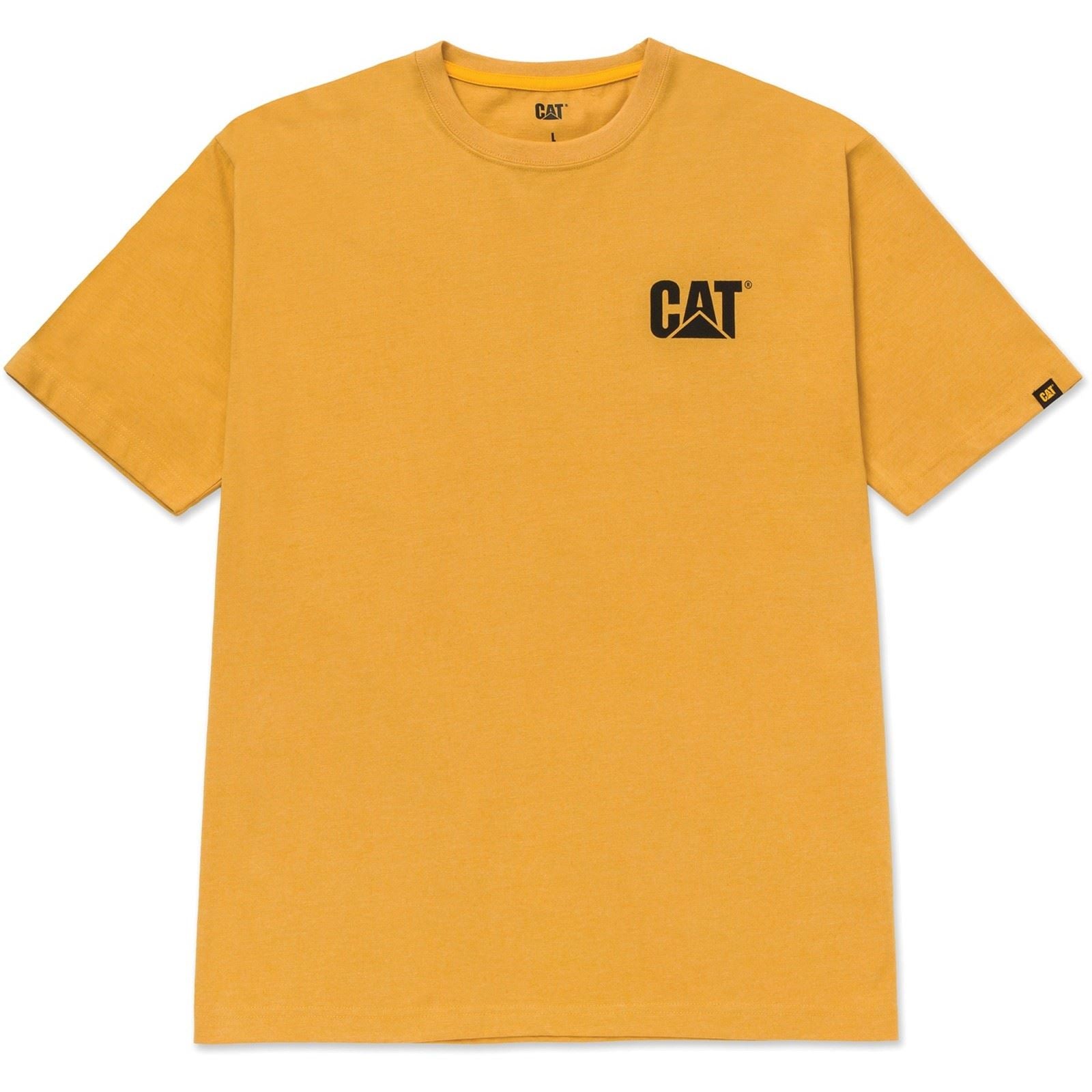 Caterpillar W05324 Trademark Baumwoll Herren T-Shirts In Gelb Mit Kurzen Ärmeln
