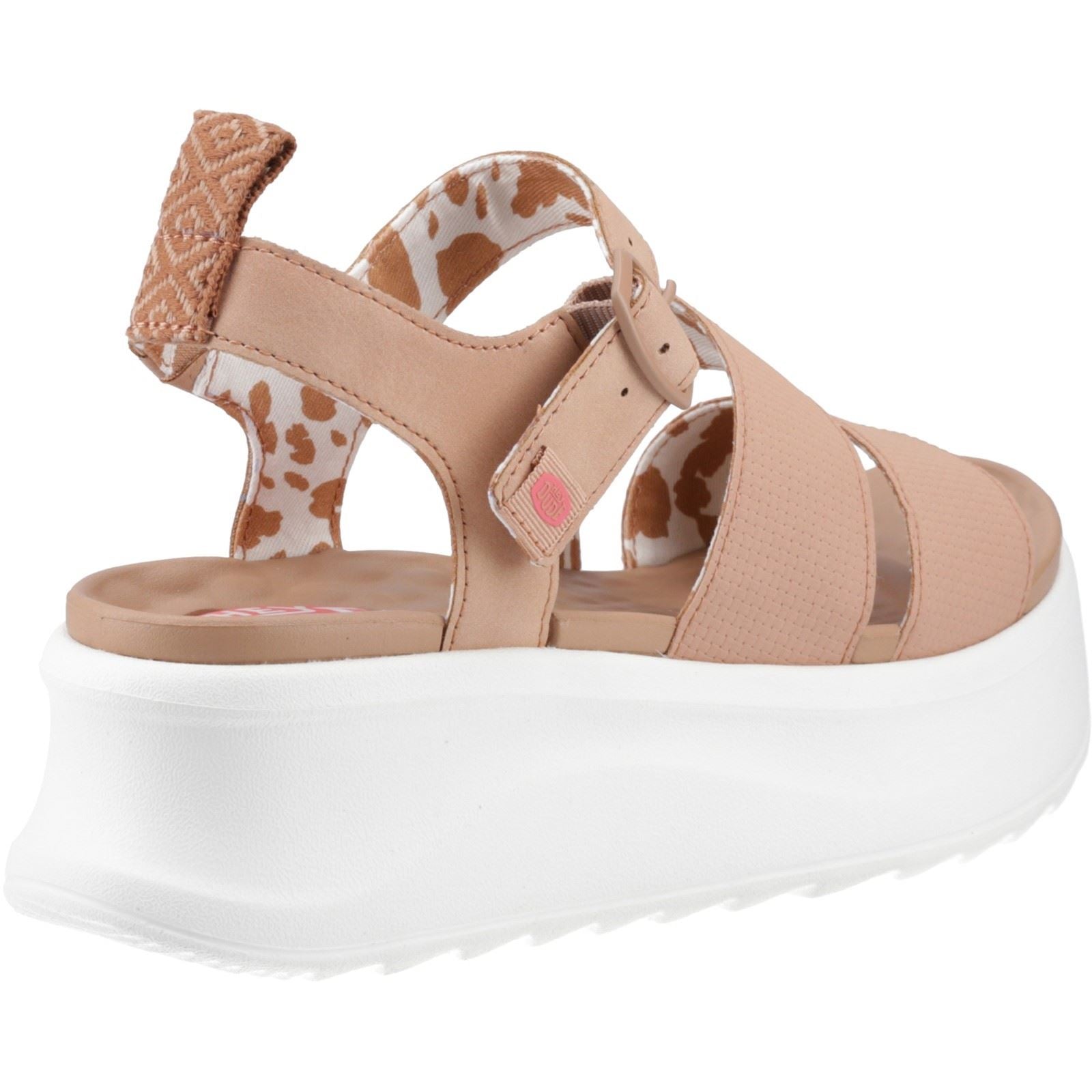 HEYDUDE Delray Buckle Classic Damen Sandalen In Tan Aus Polyester