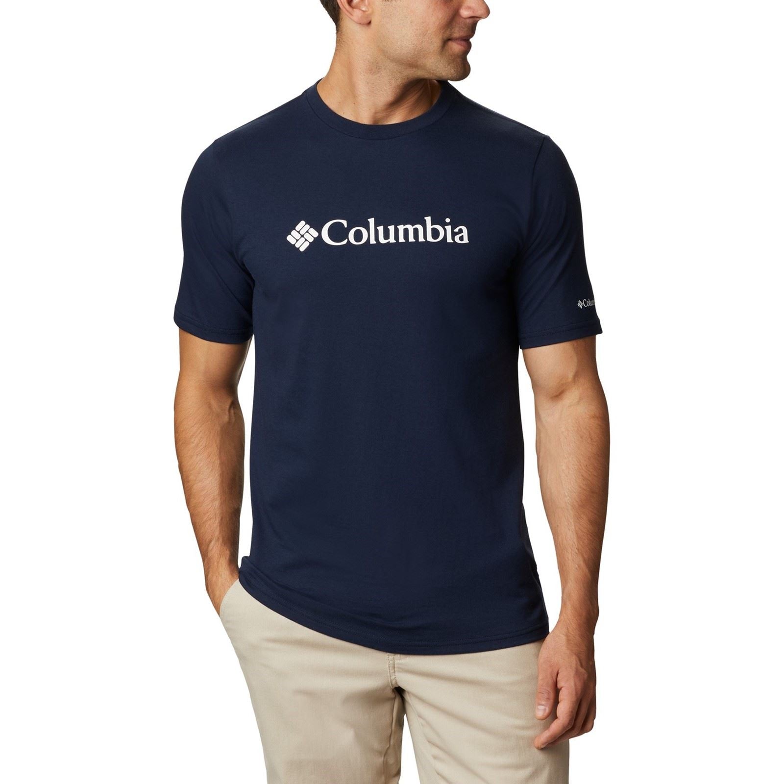 Columbia CSC Basic Logo Short Sleeve Baumwoll Herrenblaue T-Shirts Mit Kurzen Ärmeln