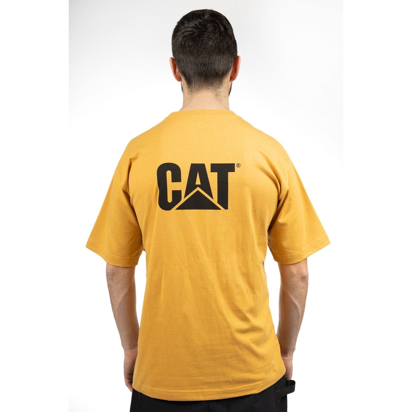 Caterpillar W05324 Trademark Baumwoll Herren T-Shirts In Gelb Mit Kurzen Ärmeln