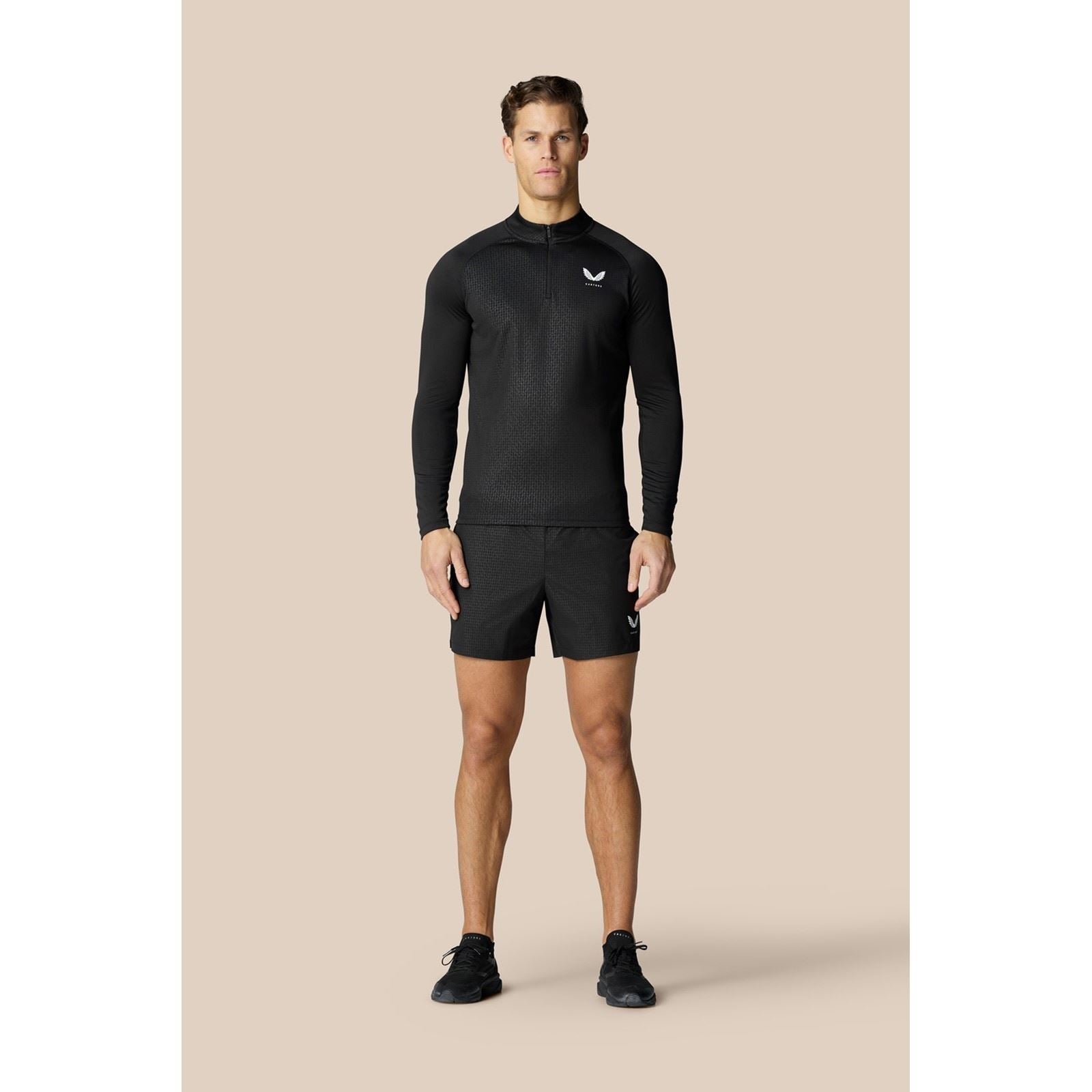Castore Adapt 1/4 Zip Top Polyester Herren Schwarze Farbe Sport-T-Shirts