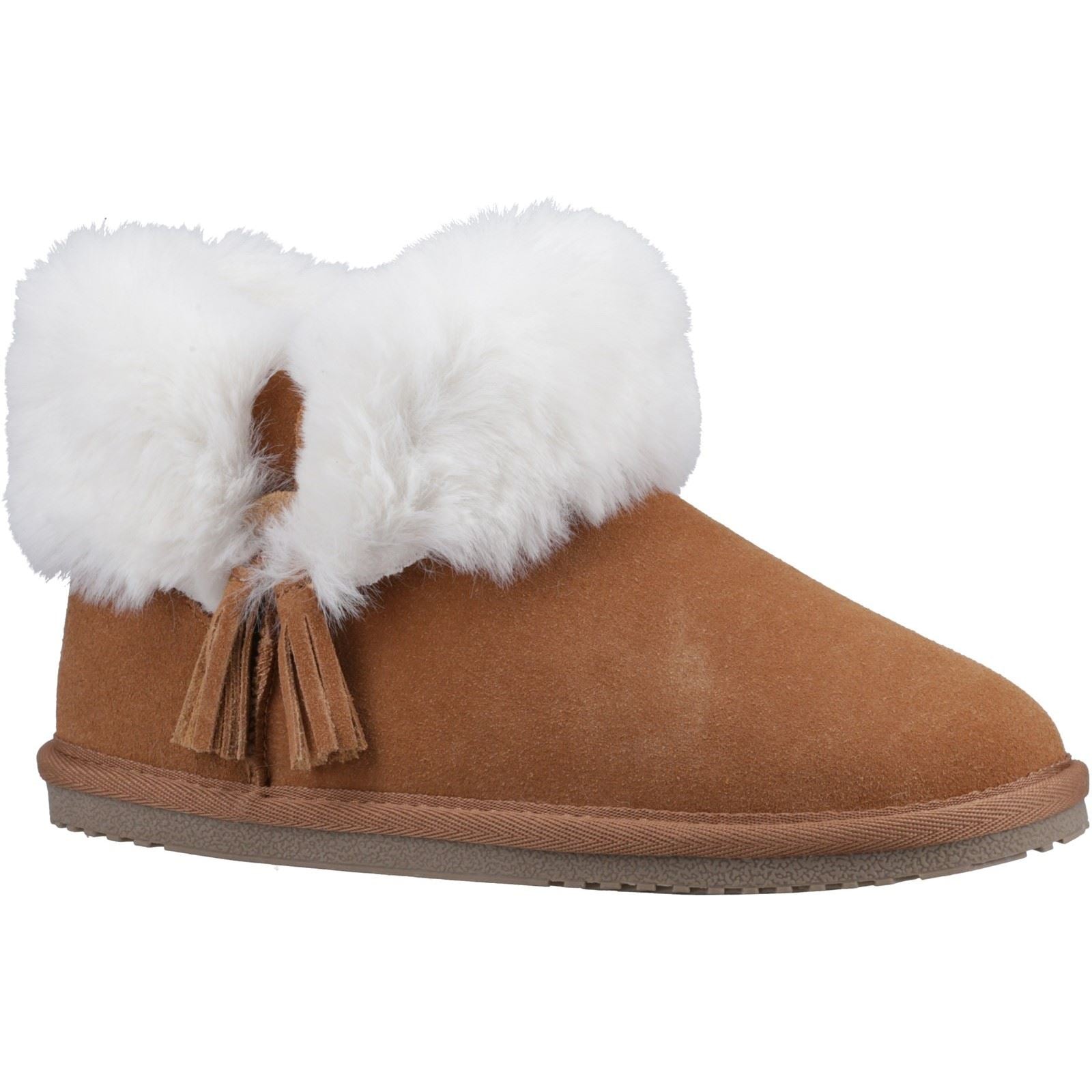 Hush Puppies Ayana Faux Fur Damenhausschuhe In Hellbraun
