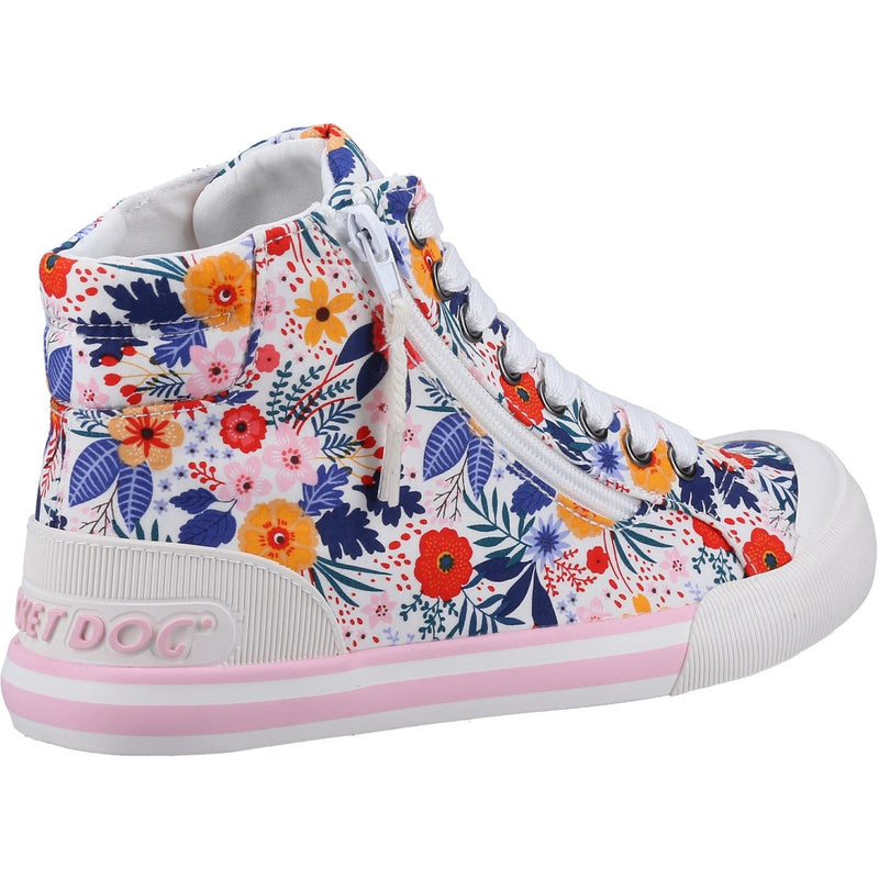 Rocket Dog Jazzin Malden Floral Baumwoll-Damensneaker In Weiß/Mehrfarbig