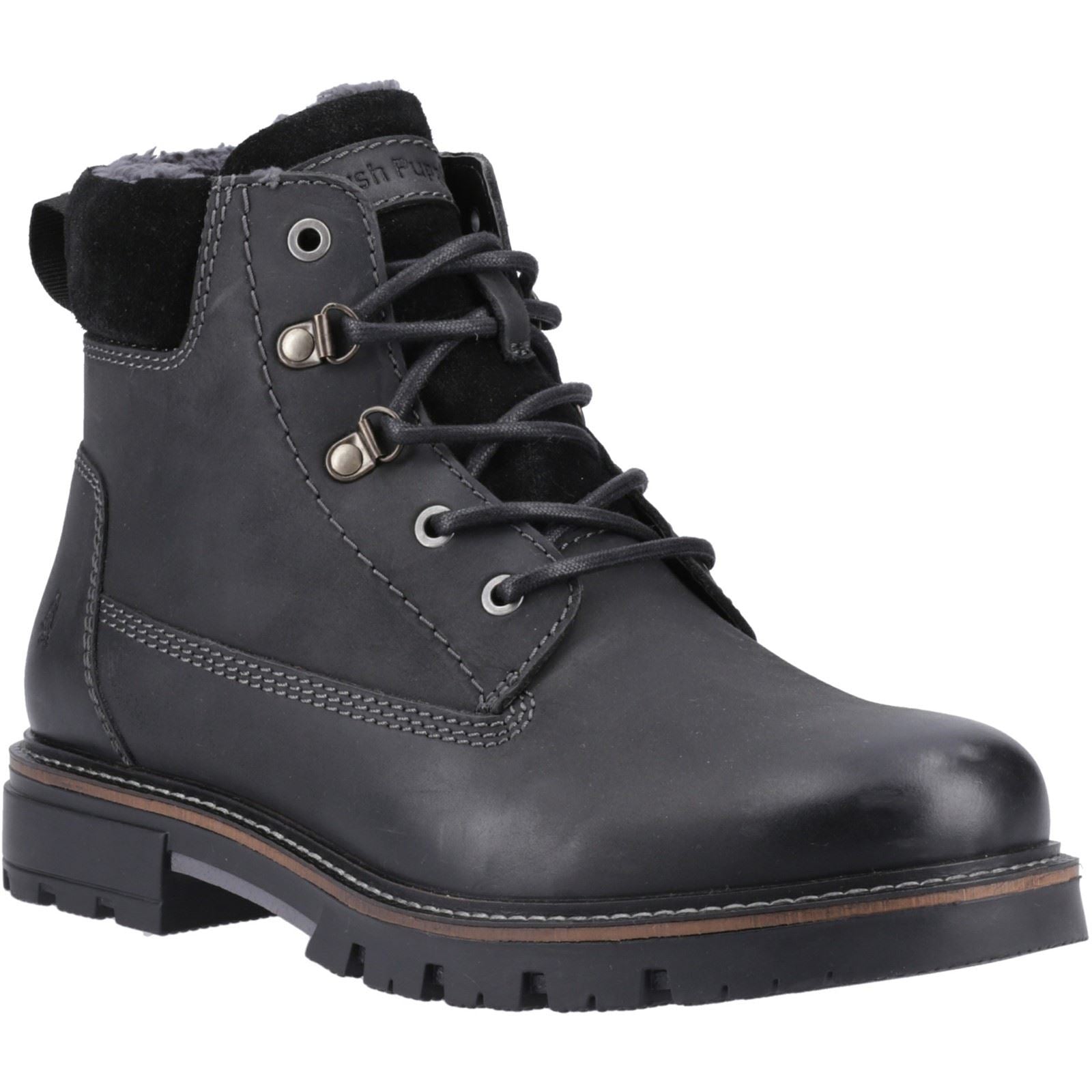 Hush Puppies Pier Herren Schwarze Farbe Leder Knöchelstiefel