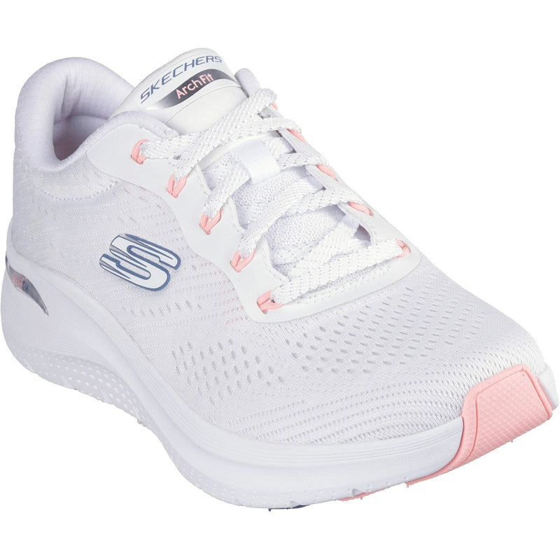Skechers Arch Fit 2.0 Big League Damen Textil Sneaker In Weiß/Rosa/Blau