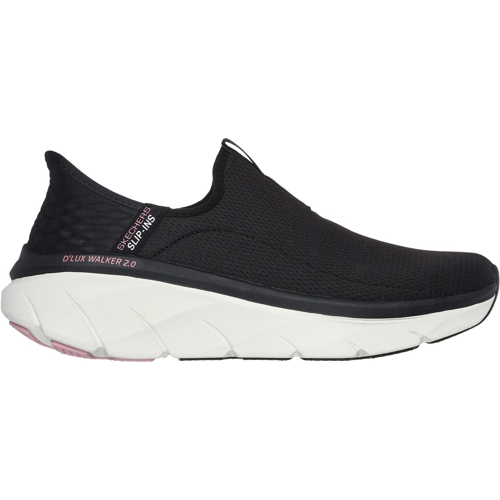 Skechers D'Lux Walker 2.0 Synthetik Damen Schwarz/Rosa Sneakers