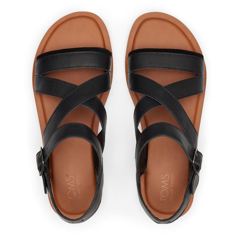 TOMS Sloane 100% Rindsleder Damen Schwarze Sandalen