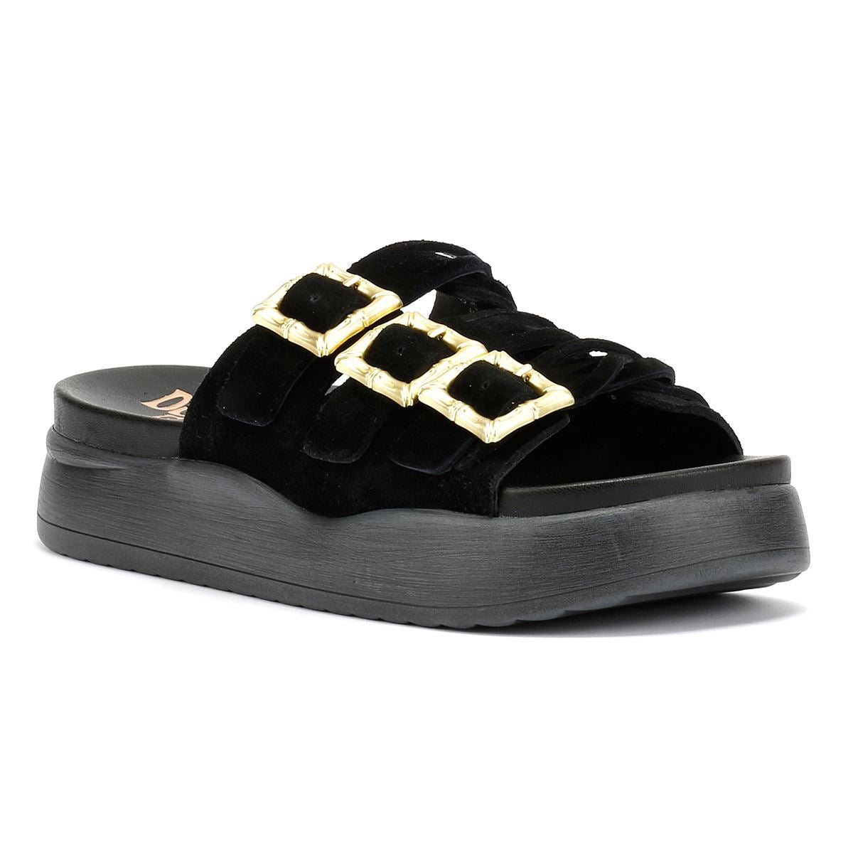 Desert Fleur Gypsum Damen Sandalen Aus Schwarzem Wildleder