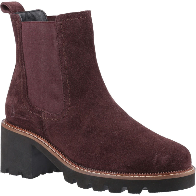 Hush Puppies Gaia Damen Stiefeletten aus Leder mit Absatz in Pflaumenfarbe