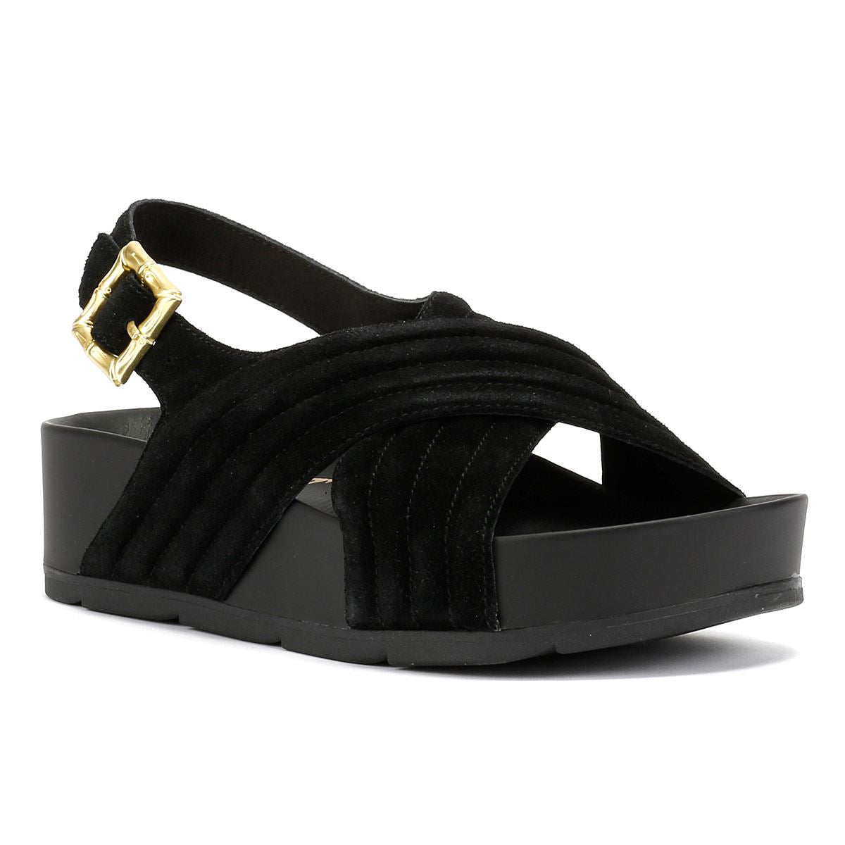 Desert Fleur Sparks Damen Sandalen Aus Schwarzem Wildleder