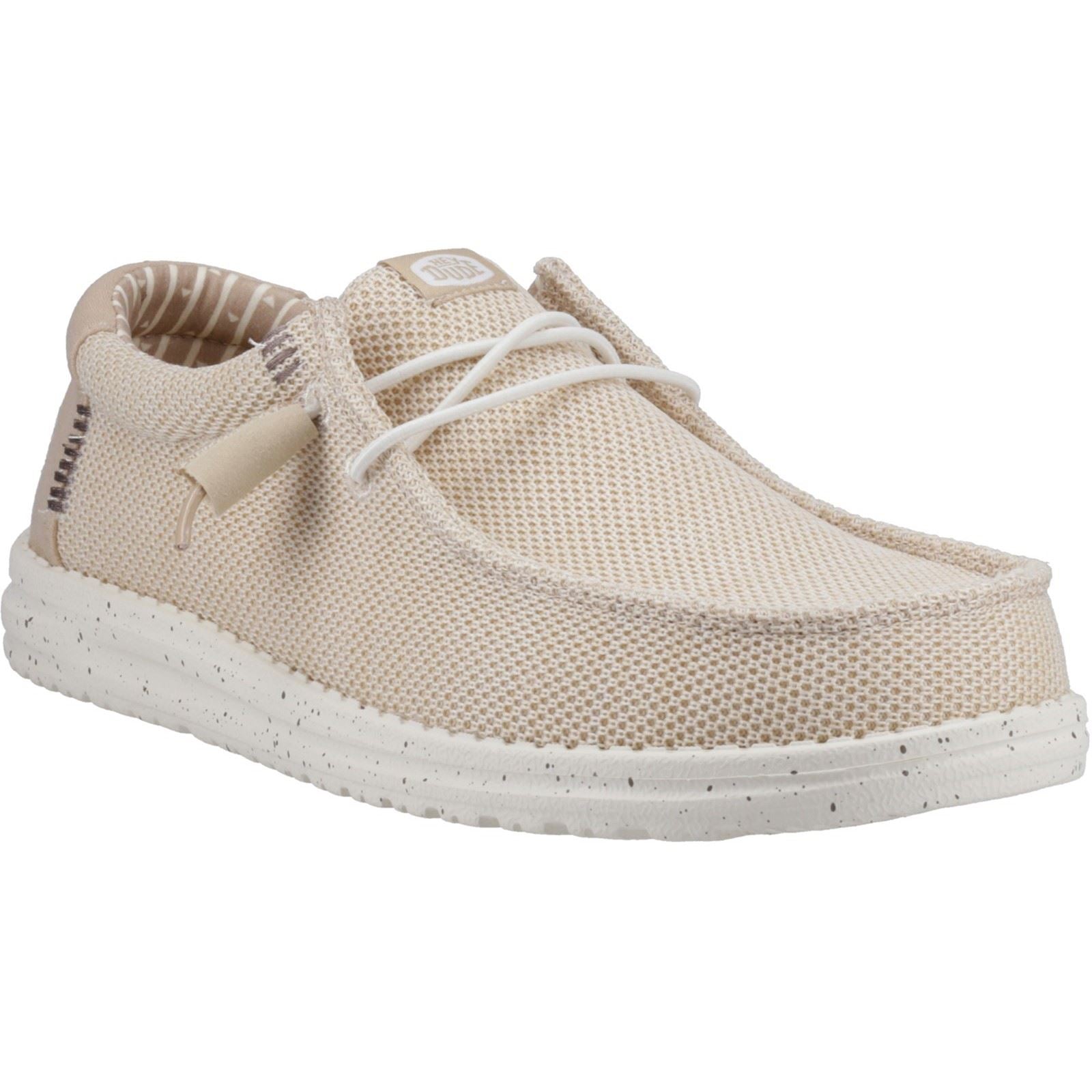 HEYDUDE Wally Stretch Sox Polyester Herren Slipper Schuhe In Irish Cream/Egret