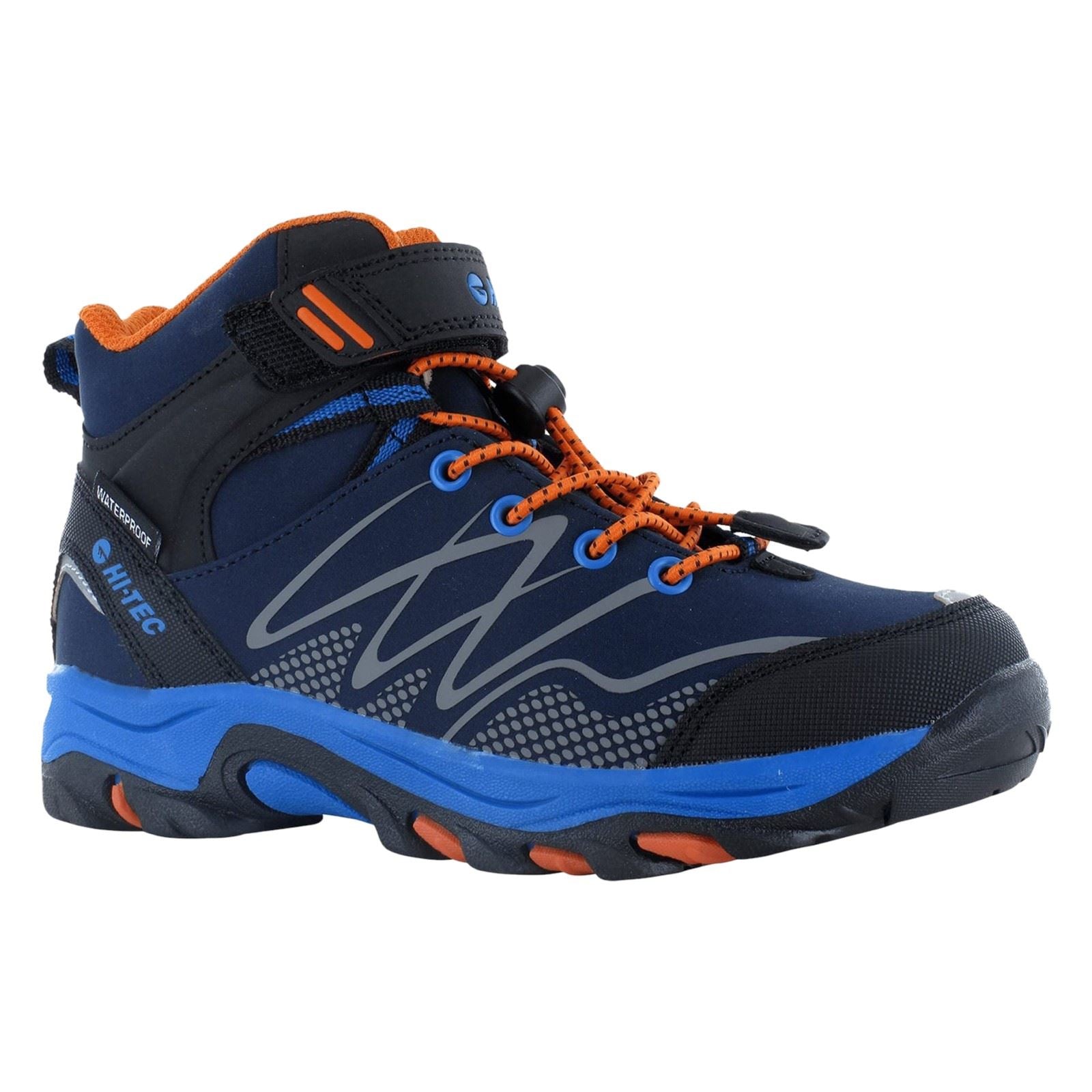 Hi-Tec Blackout Mid Polyester Soft Shell Jungen Dunkelblau/Orange/Seeblau Wanderschuhe