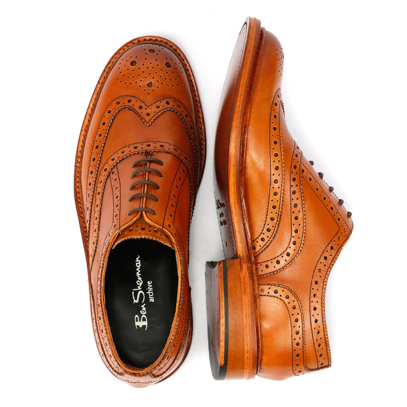 Ben Sherman Sugarman Brogue Leder Herren Braune Schnürschuhe
