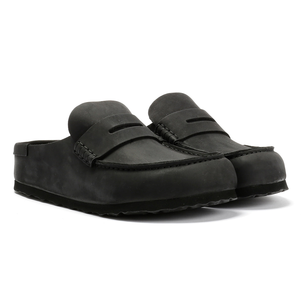Birkenstock Naples Leder Schwarz Normalweite Clogs