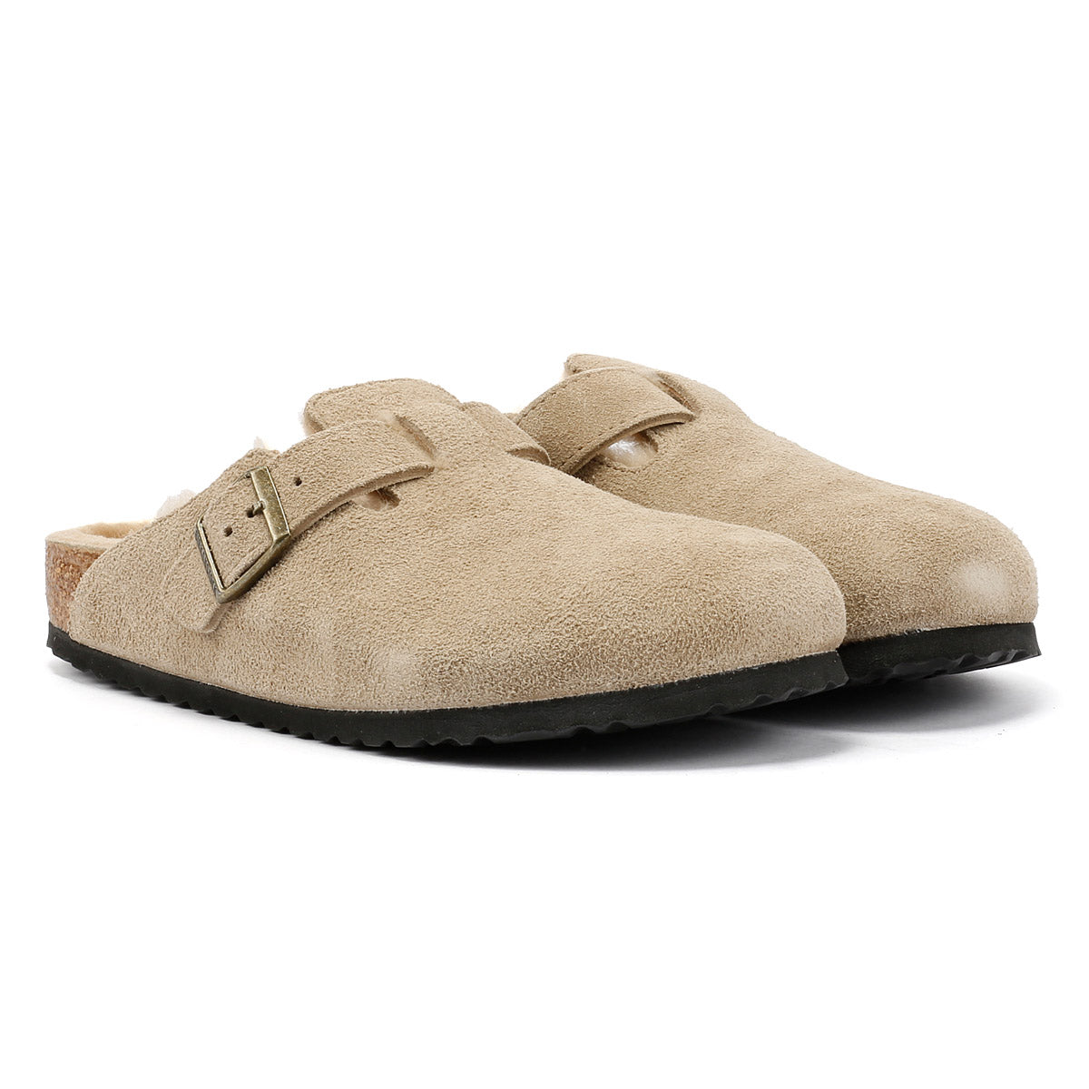 Birkenstock Boston Wildleder Beige Clogs