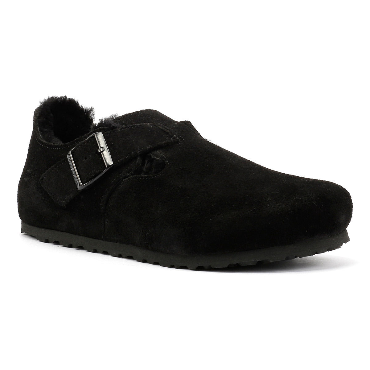 Birkenstock London Shearling Wildlederschuhe In Schwarz